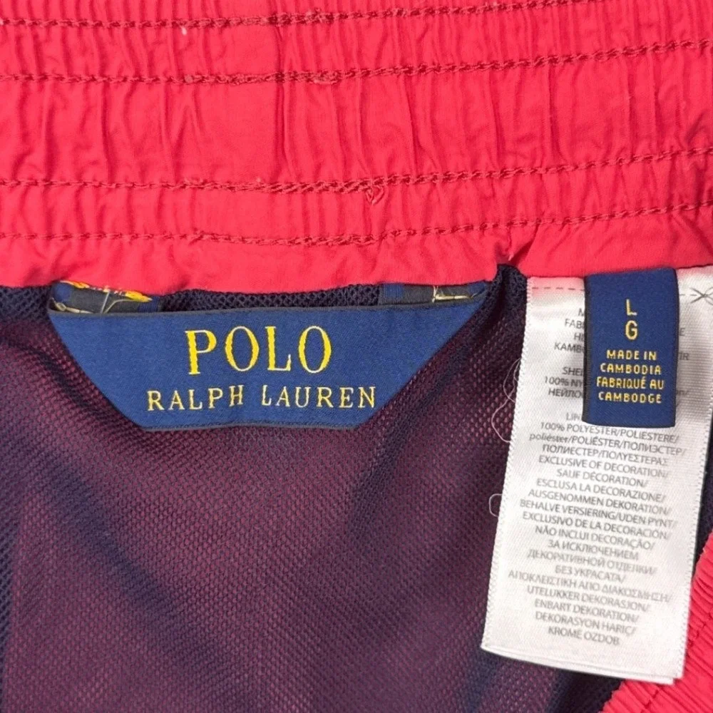 Polo Ralph Lauren Swim Shorts Large Red Nylon Mesh Lined Pony Logo Trunks